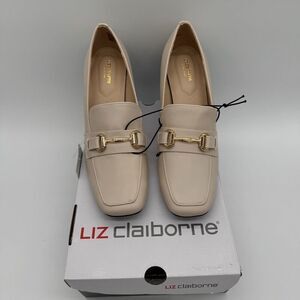 Liz Claiborne Memory Foam Block Heel Loafers New Size 9.5 Cream LC Morris